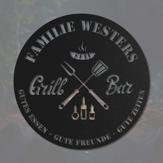 Rundes Grillschild