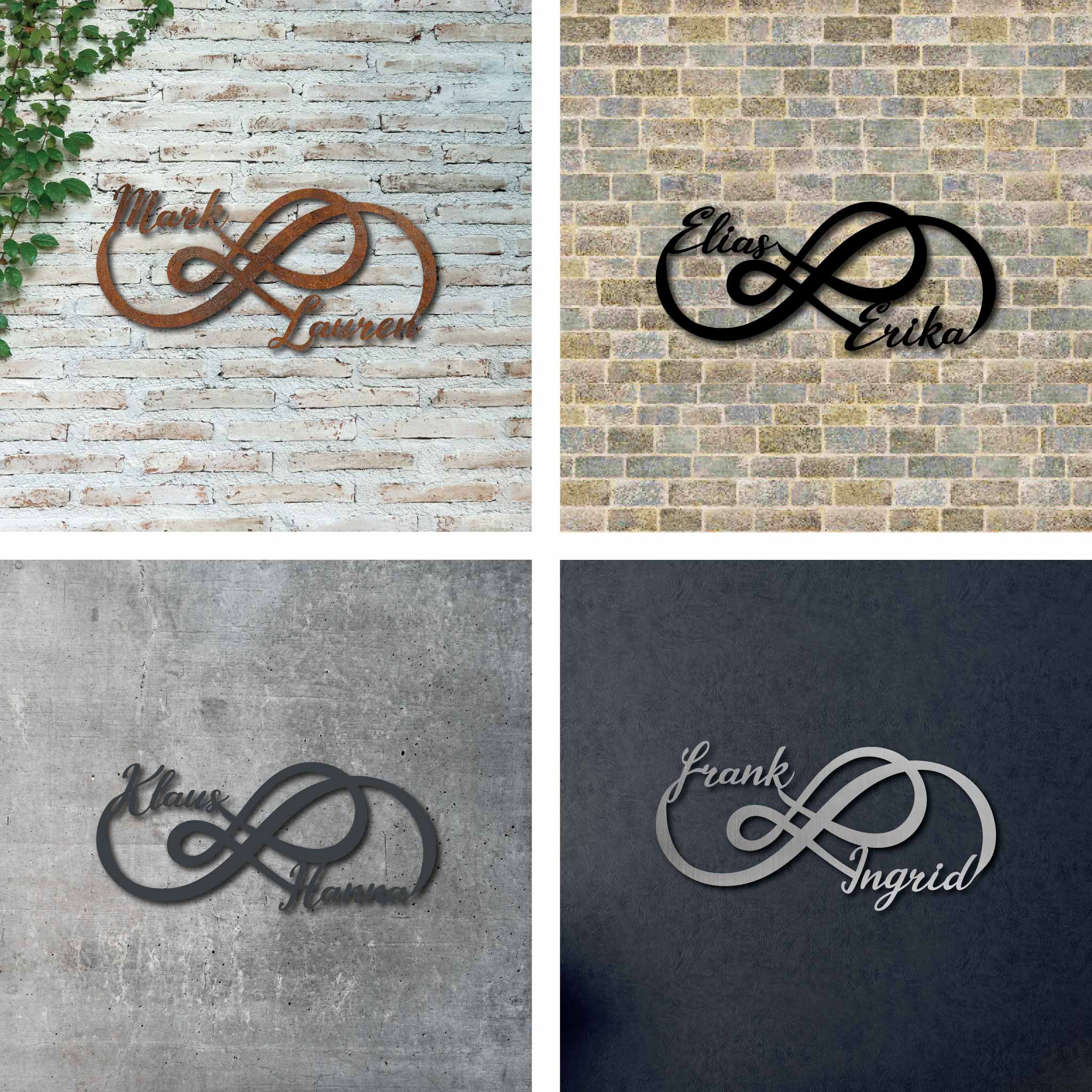 Steelmonks-Metallschild,Unendliche Namen. Motivschild Wanddekoration erhältlich in verschiednen Größen und Farben.